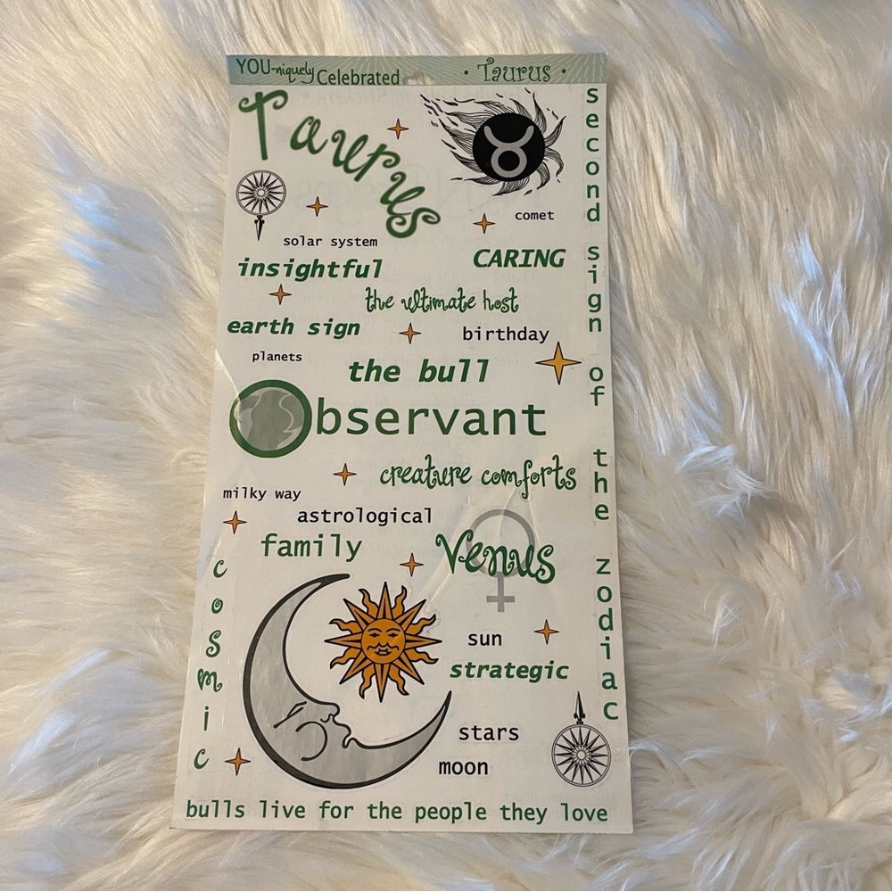 🌟10/$10 Taurus Zodiac Sticker Sheet